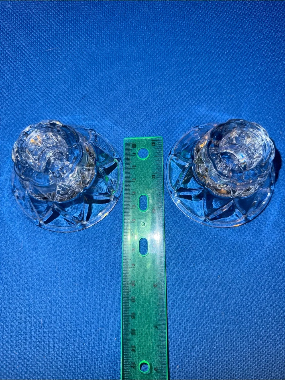 Home Interiors Clear Glass Candle Holders - Pair reversible